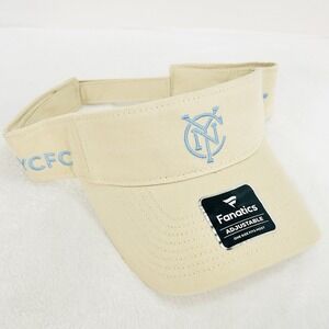 Fanatics New York City FC Team Logo Visor Hat Cap Adjustable Strapback Beige MLS
